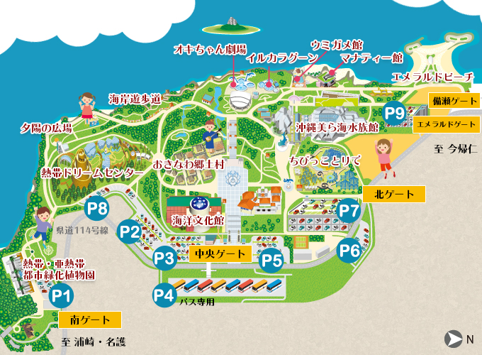 海洋博公園の駐車場はすべて無料です! 海洋博公園の駐車場はすべて無料です!